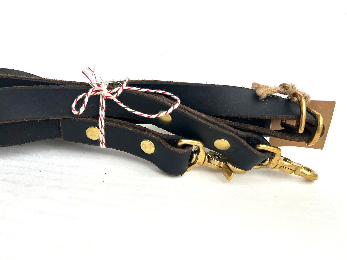 Laisse en Cuir Noir multi-positions