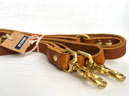 Laisse en cuir Camel multi-positions