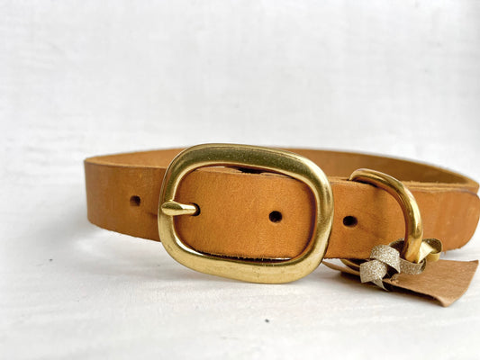 Collier cuir souple Camel