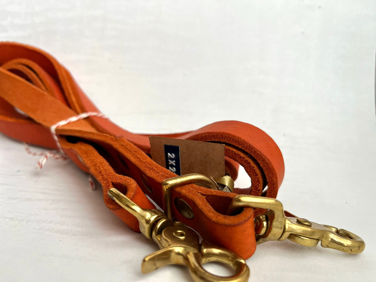 Laisse en cuir souple Orange multi-positions