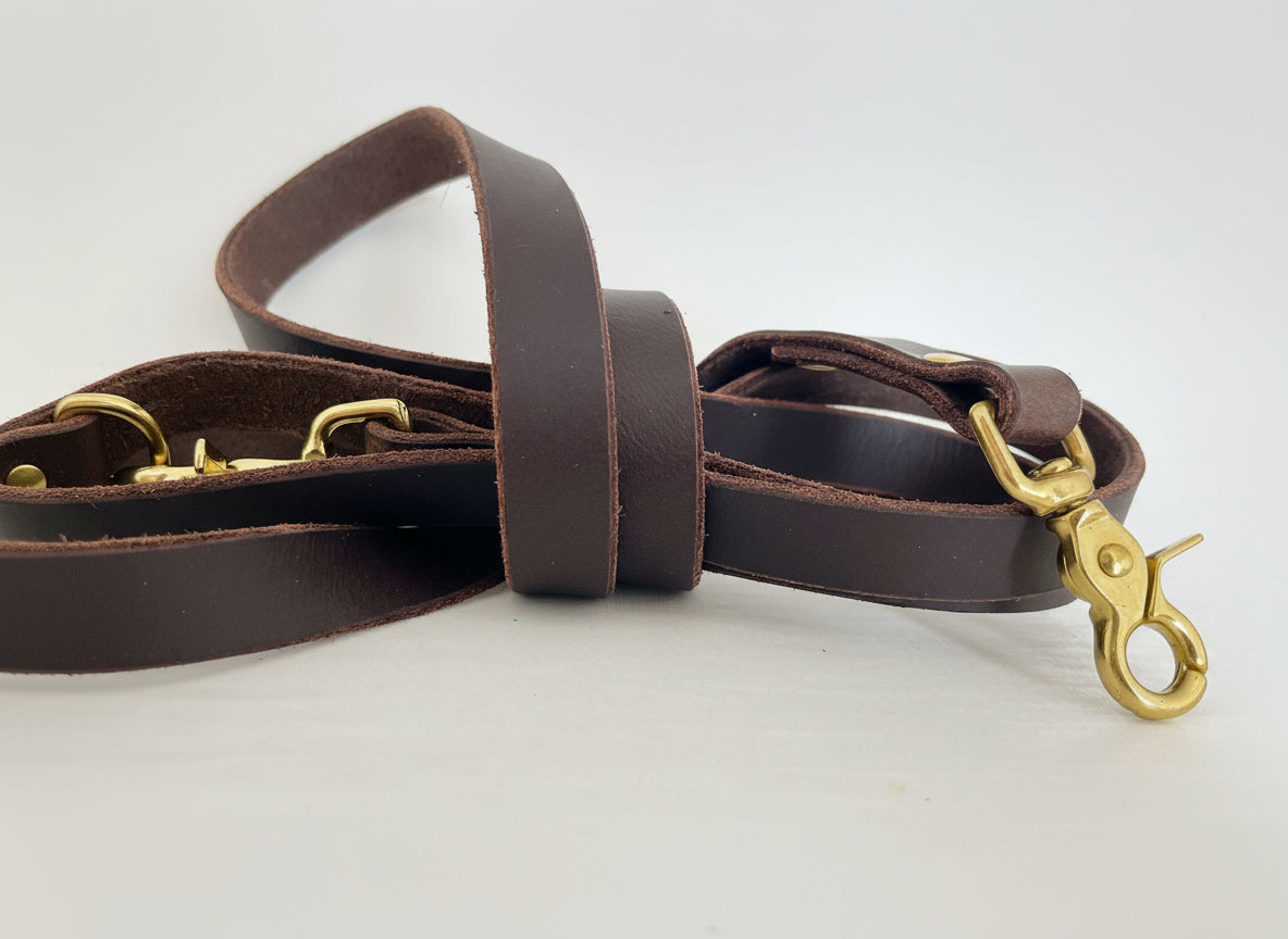 Laisse bandoulière en cuir multi-positions